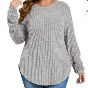 Women's Ribbed Crewneck Sweater in Light Taupe
